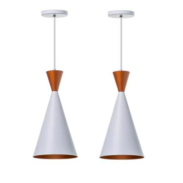 Imagem de Kit 2 Lustre Pendente Interno Mesa Jantar Balcão Canadá (Branco)