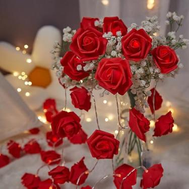 Imagem de Cordão de luz rosa de 1 m 10 LED para pendurar em casa, casamento, dia dos namorados, decoração de festa, lembrancinha de casamento (vermelho)