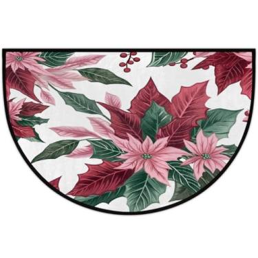 Imagem de Tapete de porta meio redondo, design natalino, antiderrapante, absorvente, semicírculo, tapetes laváveis, metade da lua, tapetes para ambientes internos, pátios, cozinha, banheiro, entrada, lareira