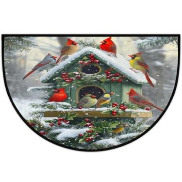 Imagem de Tapete de porta meio redondo, festival, Natal, antiderrapante, absorvente, semicírculo, tapetes laváveis, meia lua, tapetes para interior, pátio, cozinha, banheiro, entrada, lareira, decoração de casa