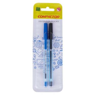 Imagem de Caneta Esferográfica 0.7mm Preta e Azul Compactor