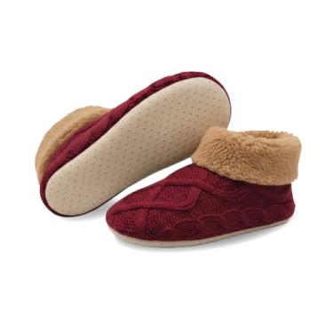 Imagem de LIGHT DOT Meias femininas de inverno grossas de lã de ovelha forradas com fio curto, antiderrapante, aderente, aconchegante, macia e quente, Vermelho, 6-10