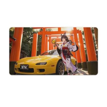 Imagem de HouLaiZhe Anime Kimono Menina e Amarelo JDM Rx7 Grande Gaming Mouse Pads Tapete de Mesa Base de Borracha Antiderrapante Laptop Acessórios de Computador Suprimentos Bloco de Escrita para Escritório