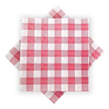 Imagem de Guardanapo De Papel Xadrez Vermelho 20cm X 21cm - 50 Unidades