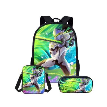 Imagem de Conjunto de mochilas escolares Genji Overwatches, 3 unidades para crianças