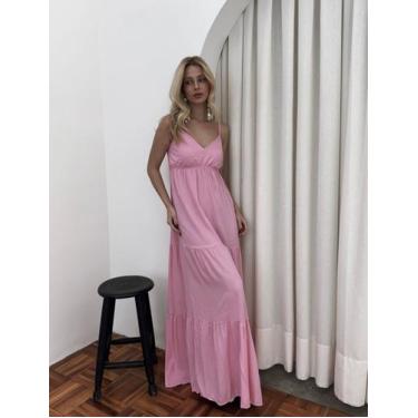 Imagem de Vestido Longo Feminino Soltinho Liso Saia Três Marias Alcinha Verão Lu