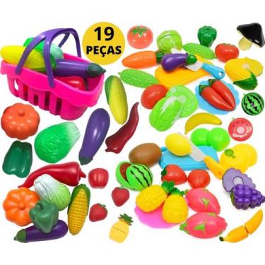 Imagem de Brinquedo Kit Cozinha Infantil Feirinha Frutas e Legumes Cestinha Hort