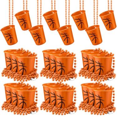 Imagem de Huquary 24 peças de copo de shot em colar de contas, acessórios de formatura, basquete, descartáveis, mini copos de plástico para time esportivo, acessórios de festa de formatura, festival, despedida
