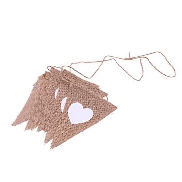 Imagem de 13 peças Bandeira Triangular de Linho para Decoração Casamento Bandeiras Tecido com Corda Juta Festa Aniversário Impress