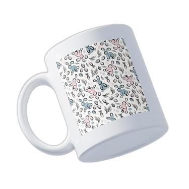 Imagem de Caneca Xicara Café Porcelana 300ml Com Desenho De Coelhos E Cenouras