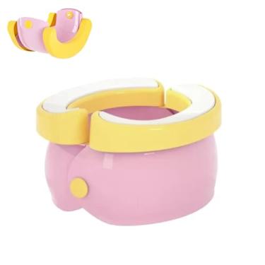 Imagem de PandaEar Assento de vaso sanitário portátil para viagem infantil com bolsas de armazenamento rosa