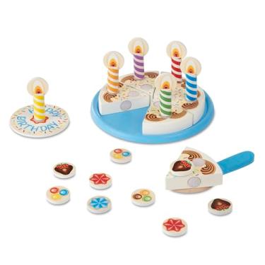 Imagem de Melissa & Doug Birthday Party Cake - Wooden Play Food With Mix-n-Match Toppings and 7 Candles