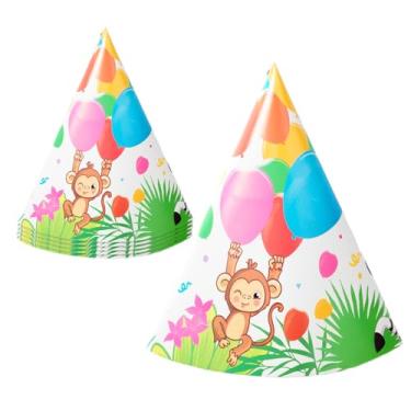 Imagem de Procos - Chapéus de cone de festa balões de selva em papel FSC, 6 peças, multicolorido, 93784