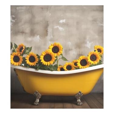 Imagem de Capa de ímã de geladeira vintage para banheira e girassóis para decoração de eletrodomésticos 58 cm L x 66 cm A