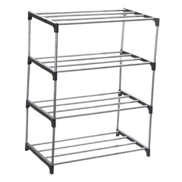 Imagem de ＫＬＫＣＭＳ Organizador de Sapatos com Prateleira Multicamadas e Compacta para Economizar Espaço em Apartamentos, Dormitórios e Corredores, Preto de 4 Camadas, 43cm X 26cm X 55cm