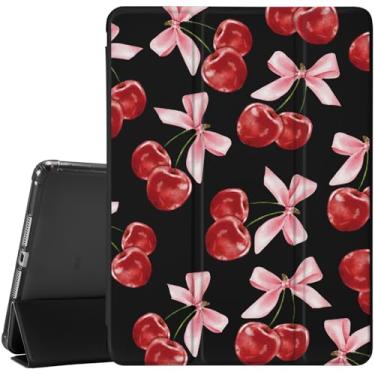 Imagem de CozyNestCY Linda capa com laço de cereja Kawaii para iPad 5ª capa com estampa estética para iPad Auto Sleep/Wake antiderrapante à prova de choque capa traseira de TPU macio com suporte para lápis