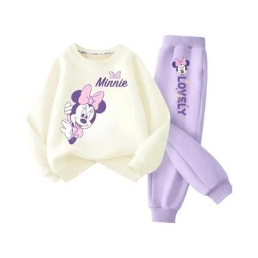 Imagem de Conjunto De Moletom Impresso Da Minnie Da Disney Para Meninas, 2 Peças