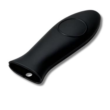 Imagem de Bestac Suporte de alça quente de silicone – Seguro para lava-louças com proteção contra calor (até 500°) para frigideiras de ferro fundido de 23 cm com alça de fechadura (preto)