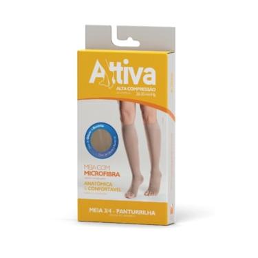 Imagem de Meia 3/4 Attiva - Alta Compressão Feminina - Ponteira Fechada - Cor Na