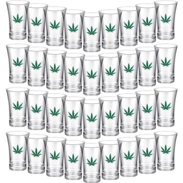Imagem de Jetec 24 peças 420 copos de tiro de festa, 420 copos de acrílico para shot de ervas daninhas 420 copos de shot de ervas daninhas suprimentos para festa de aniversário, copos de folhas de ervas daninhas decorações de festa para adultos