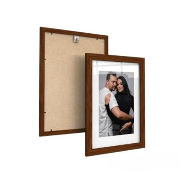 Imagem de Porta-Retrato de Parede 15x21 com Paspatur – Moldura 24x31 com Vidro, Quadro Decorativo para Quarto, Sala e Escritório – Escolha Cor e Quantidade(1,JATOBÁ)