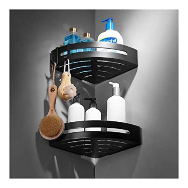 Imagem de Prateleiras de chuveiro espaço prateleira de banheiro de alumínio, acessórios de banheiro preto prateleira de canto de chuveiro, rack de armazenamento de xampu, suporte de cesta de banheiro suporte de