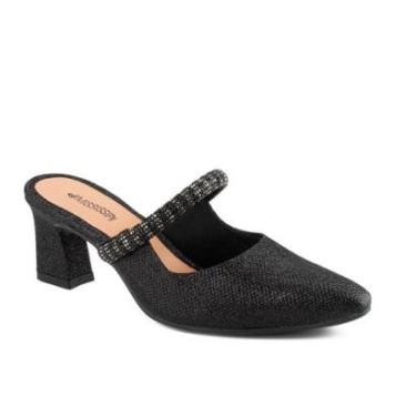 Imagem de Mule Mississipi de Salto Bloco Metalizado Feminino MF872-Feminino