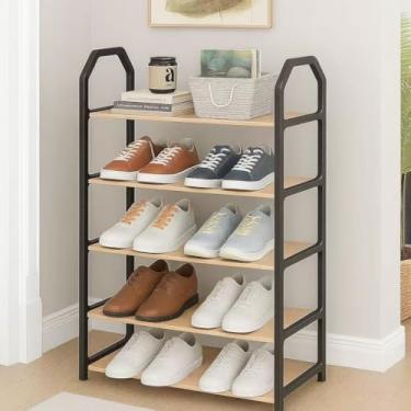 Imagem de Sapateira 4/5 Andares Organizador de Sapatos Tênis 8/10 Pares Desmontável Multiuso para Sapatos, Livros e Brinquedos(5 ANDARES PRETO 1PCS)