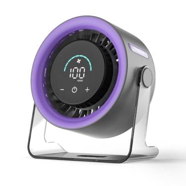 Imagem de Mini Ventilador Portátil de Mesa e Parede, Ajuste 120°, 100 Níveis de Velocidade com Display Digital, Bateria 5000mAh, USB Recarregável, Silencioso para Casa e Escritório(Roxo)