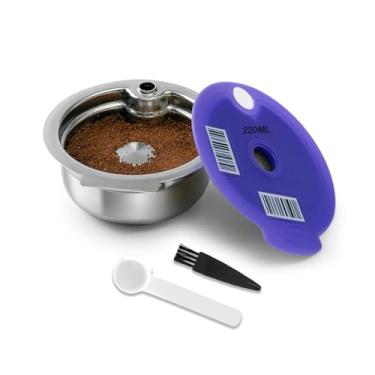 Imagem de FOVNOT Cápsulas de café reutilizáveis para Bosch Tassimo, cápsula de café recarregável de aço inoxidável com tampa de silicone e código de barras universal, compatível com a série Tassimo Happy, Vivy