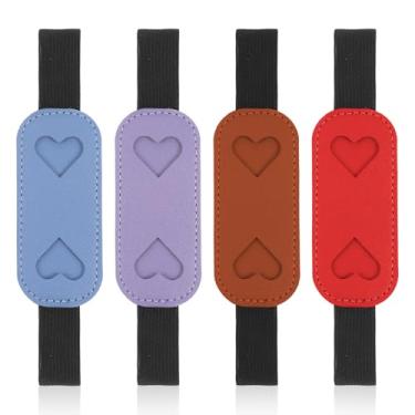 Imagem de XLIUAX Porta-canetas para cadernos, 4 peças, suporte de faixa elástica, porta-canetas de couro sintético destacável, alça ajustável para cadernos, agenda, bolsa para amantes de livros e leitores