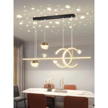 Imagem de Lustre LED linear longo e minimalista moderno com controle remoto e intensidade ajustável, ideal para mesa de centro, ilha de cozinha, mesa de jantar, luminária pendente com design suspenso
