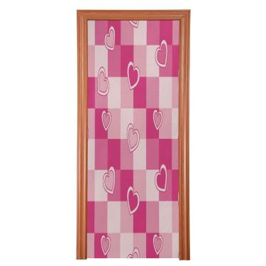 Imagem de ATTX Capa de porta frontal coração quadriculado de dia dos namorados - decoração de férias de tecido elástico lavável para festas, casa, decoração de porta da frente, 914 x 98 polegadas (914)