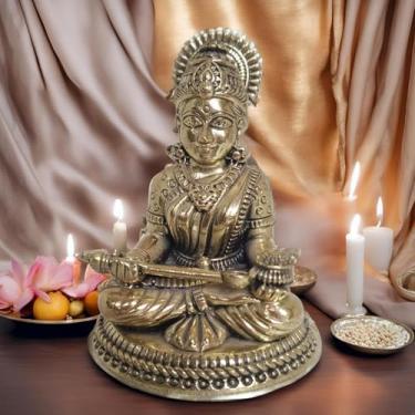 Imagem de BEXCO Estátua de latão com detalhes finos da deusa hindu Annapurna, Annapurneshwari, deusa da comida, Anapurna Devi Murti Idol (6,3 cm antigo)