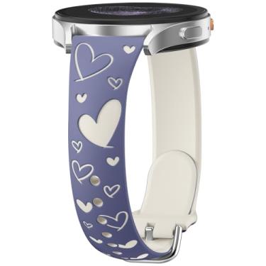 Imagem de Wepro Pulseira de silicone fina com gravação de 20 mm para Samsung Watch 7 para Galaxy Watch 6, 5, 4 FE, Active 2 de 40 mm, 44 mm, 6, 4, clássico, 43 mm, 47 mm, 42 mm, 46 mm, 5 Pro, 45 mm, azul, cinza