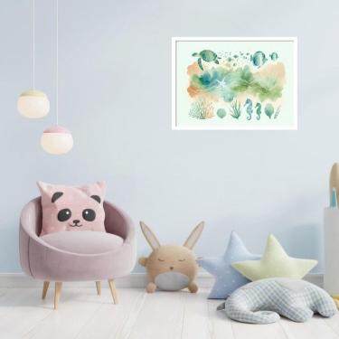 Imagem de Quadro Decorativo Animais Marinhos - 50X70Cm