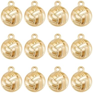 Imagem de SUNNYCLUE 1 caixa, 20 peças, pingentes de voleibol, banhado a ouro 18 K, pingentes de bola esportiva, de aço inoxidável, para fazer joias, faça você mesmo, pulseira, colar, brincos, suprimentos para
