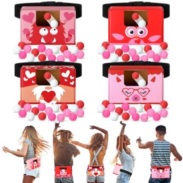Imagem de Halloscume Conjunto de 4 conjuntos de bolas de balanço para o dia dos namorados rosa vermelho novidade Twerk Game 40 bolas, fita, caixas de papelão, jogos divertidos de festa de dia dos namorados para