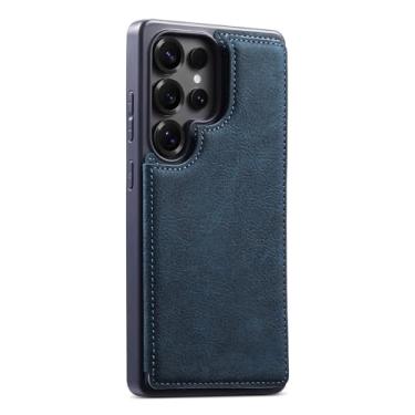 Imagem de LYJSMGZ Capa flip para Samsung Galaxy S25 Ultra/S25 Plus/S25, com compartimento para cartão, capa fina, leve, à prova de choque, carteira de couro de grande capacidade, azul, S25