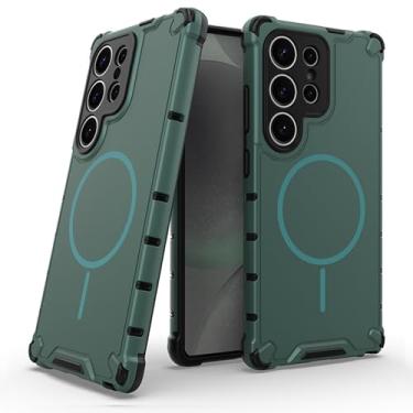 Imagem de POYUFRG Capa magnética para Samsung Galaxy S26 Ultra/S26 Plus/S26, capa de telefone fina fosca à prova de choque, capa de proteção de lente com tudo incluído, verde, S26 Ultra