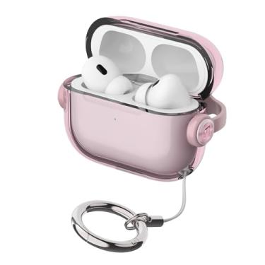 Imagem de iDOMi Capa transparente para Airpods 4 com chaveiro, [anti-amarelo] capa protetora compatível com Apple AirPods 4ª geração, capa de carregamento sem fio, rosa