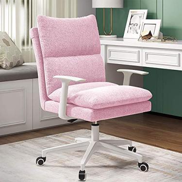 Imagem de Cadeira de escritório de computador cadeira de trabalho giratória cadeira ergonômica para computador com encosto acolchoado grosso, cadeira executiva de escritório doméstico, cadeira de mesa estofada