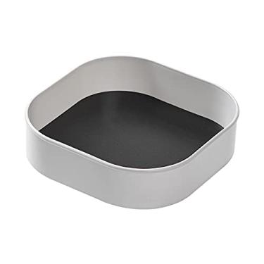 Imagem de Organizador de cozinha organizador de 2 níveis de plástico para temperos, recipiente de armazenamento com 2 alças para armário de despensa de banheiro, cozinha, 23 cm, quadrado, branco ()