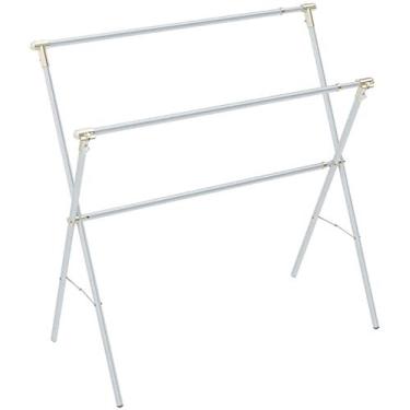 Imagem de 3FLQOOPP Arejador de roupas aquecido elétrico secador de roupas, airer dobrável duplo polo telesco airer de roupas tipo X (cor: prata, tamanho: 130 x 130-240 cm) aço inoxidável secagem simples