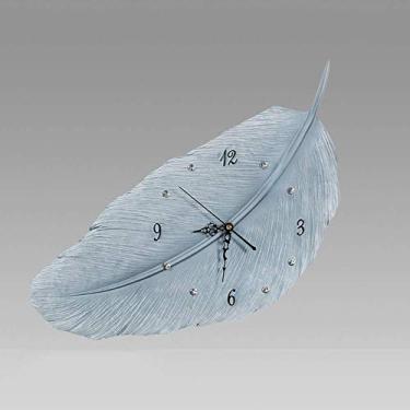 Imagem de U5GAAALPPQ9 Relógio de parede, resina, pena design moderno criativo decoração para sala de estar e quarto, relógio de parede silencioso para casa/escritório/escola, fácil de ler/pó azul (azul)