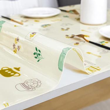 Imagem de U5GAAALPPQ9 Tapete de mesa transparente, capa de mesa grossa, elegante, toalha de mesa para 2, 4, 6 pessoas, multiuso (cor 8 80 x 130 cm)
