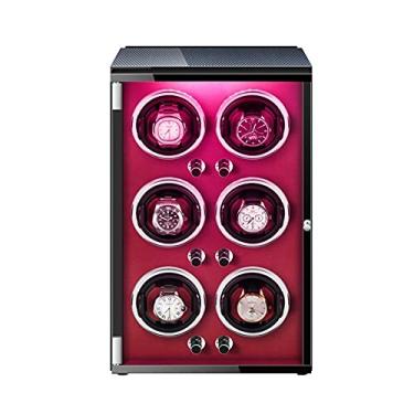 Imagem de HHHJQFAAT Enrolador de relógio para 6 relógios com motor silencioso, 5 modos ajustáveis com luzes coloridas, caixa de joias (A)