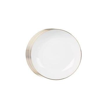 Imagem de Jogo de pratos fundos em porcelana L'Hermitage Legacy Gold 20,5cm 6 peças branco