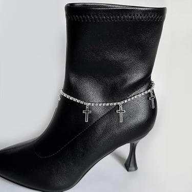Imagem de Botas de salto alto decoração de sapatos corrente de tornozelo com pingente de cruz de coração de estrela, Medium, Metal, Sem Pedra Preciosa
