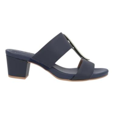Imagem de Tamanco Couro Feminino Salto Medio Grosso Conforto Usaflex Y8221002 (Azul Marinho, BR, Adulto, Numérico, 40)